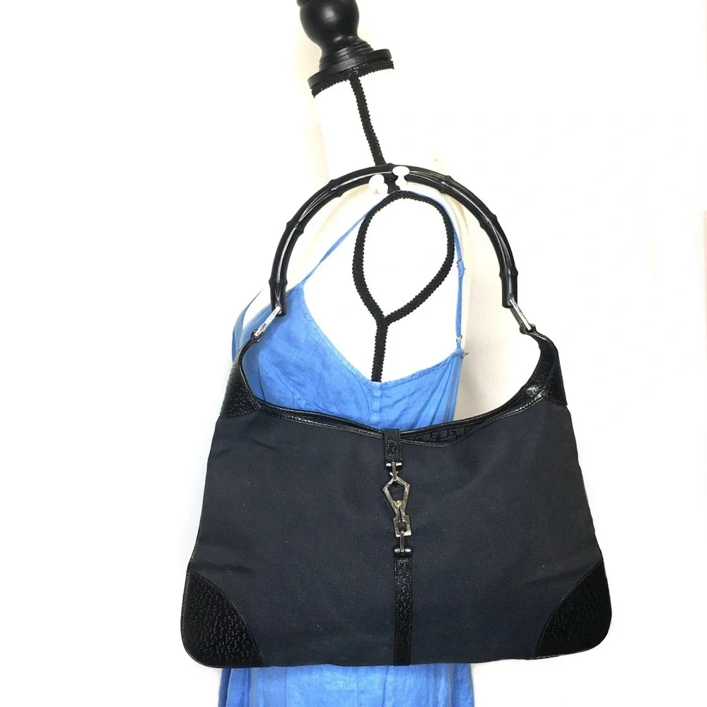 Authentic Gucci Jackie hobo bag black canvas